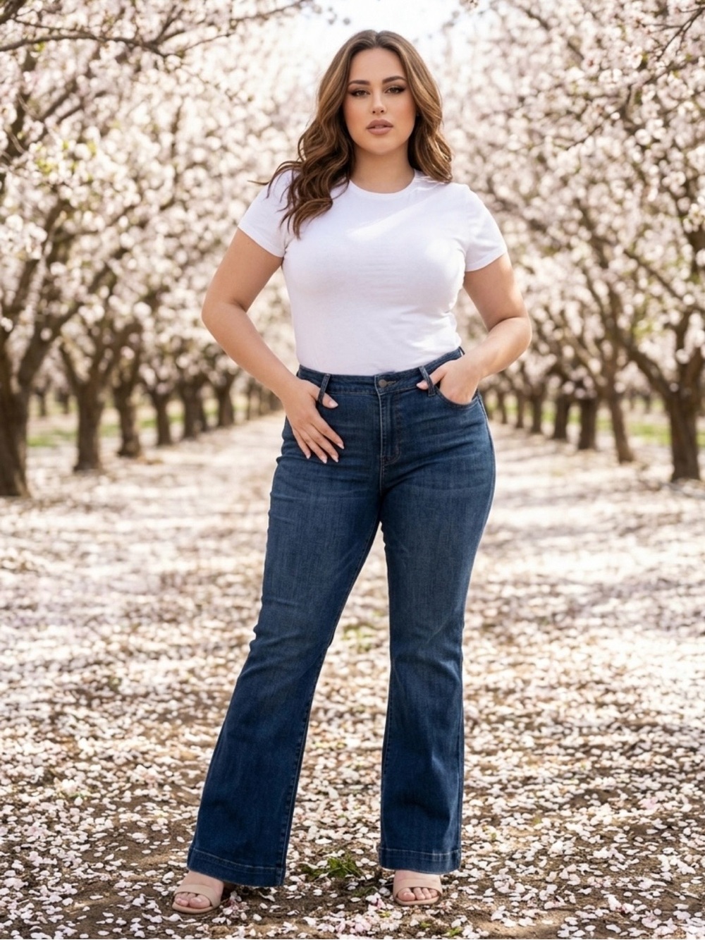 sofia by sofia vergara White Tee with Blue Flare Jeans